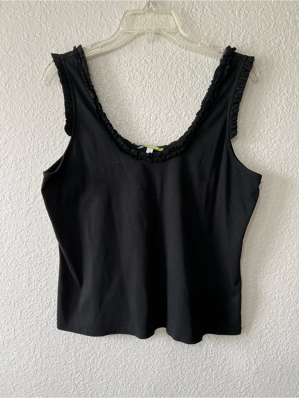 ☀️☀️SUMMER SALE - Gianni Bini Black Ruffle-Trimmed Sleeveless Tank Top Size XL